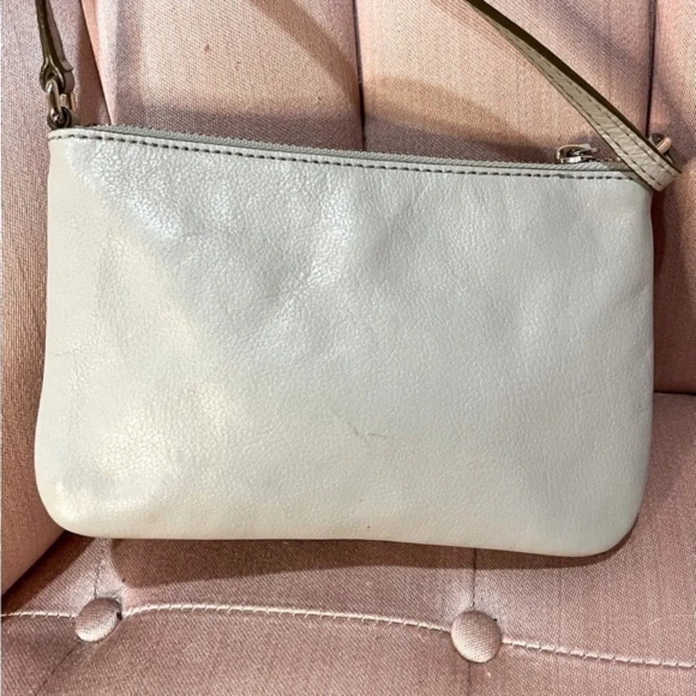 Kate Spade Crossbody Wallet Stone White Leather with Polka Dot Lining